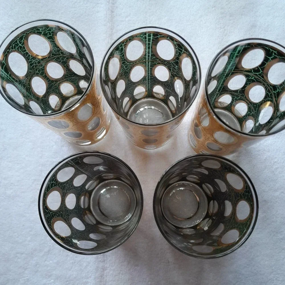 Culver 22k Gold Pisa Glasses RARE Set of 5